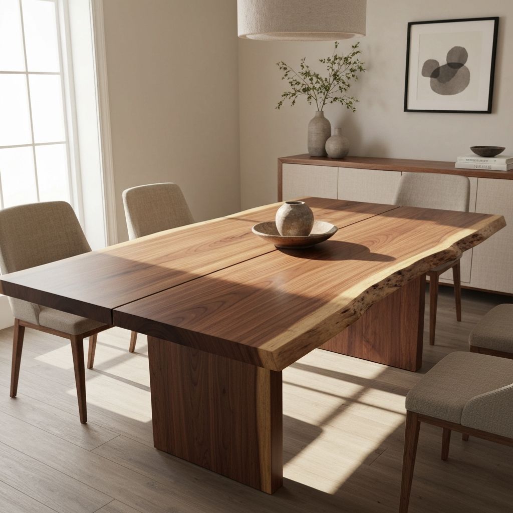 Doğal kenar ceviz yemek masası